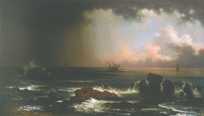 Coastal Scene W/Sinking Ship G/C 46" x 26"