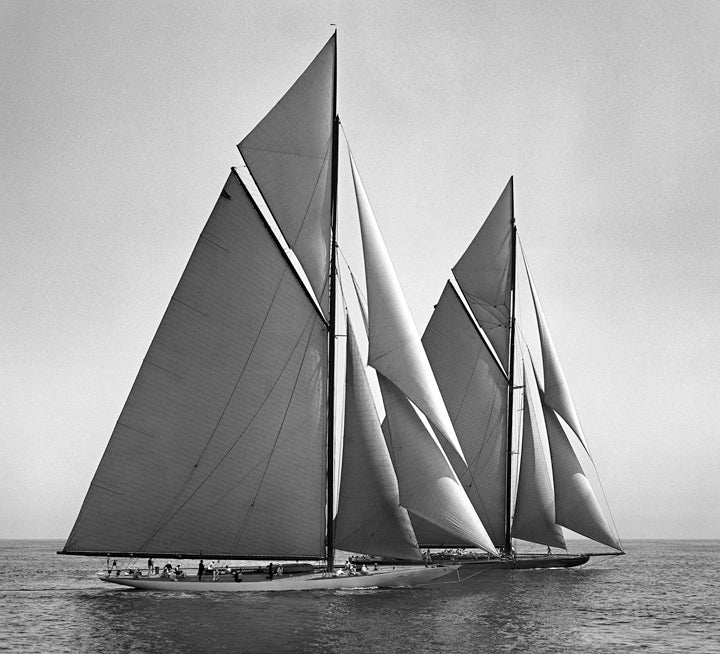 SHAMROCK IV AND RESOLUTE, 1920 <br />Resolute and Sir Thomas Lipton's Shamrock IV provided a fine match. Resolute's victories in the final three races took the Cup.