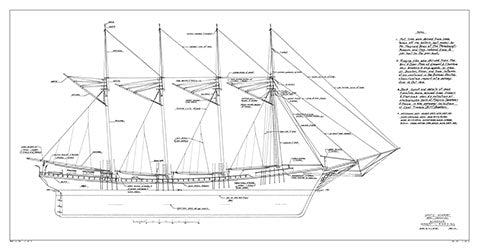 HERBERT L. RAWDING, Four Masted Schooner (Model)