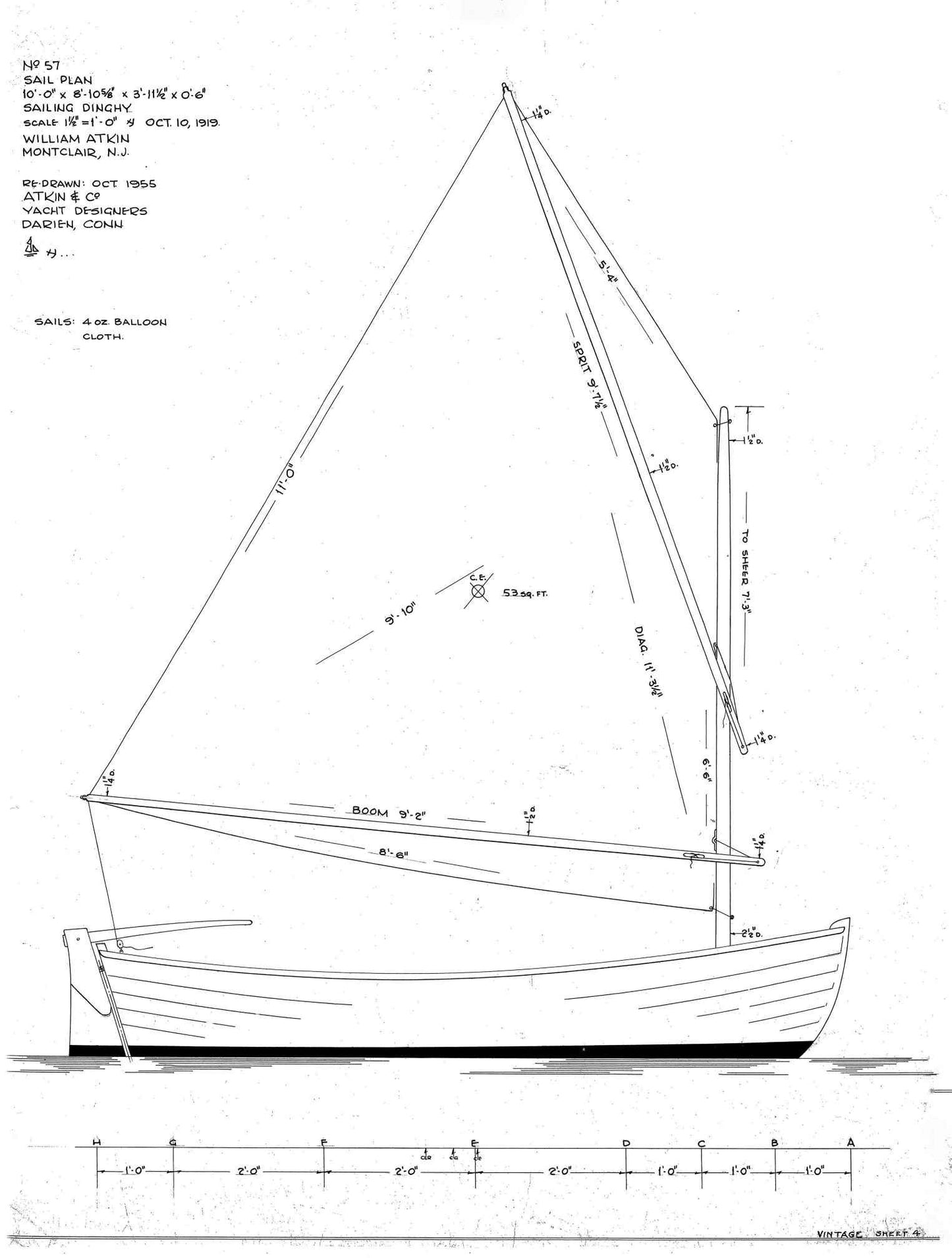 Vintage #57 10' Lapstrake Sailing Dinghy