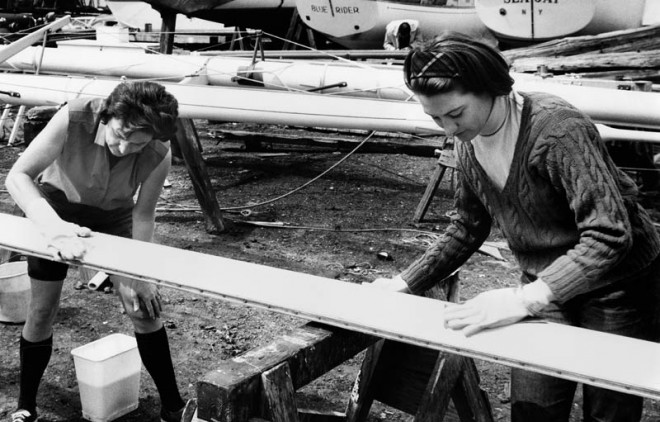 Women Sanding a Board, 1964