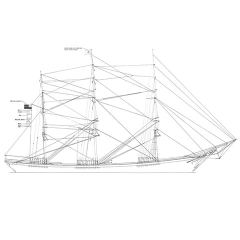 BENJ. F. PACKARD, Full Rigged Ship (Model)